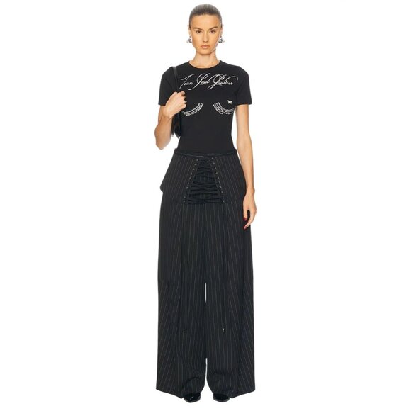 Jean Paul Gaultier Tattoo Baby Tee in Black & Off White Small New Womens Tshirt - Picture 4 of 16